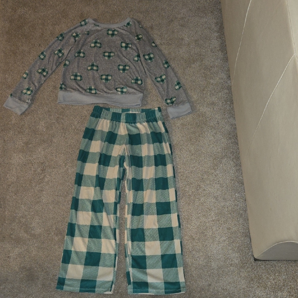 Target Gray and Green Checkered Kids Pajama Set
